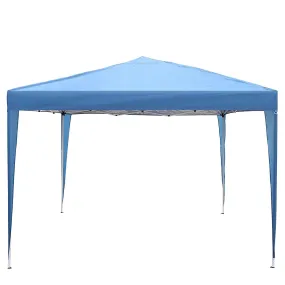 10 ft. Foldable Pop Up Canopy Tent with Mesh Sidewall Height Adjustable Outdoor Gazebos with Carrying Bag, Blue