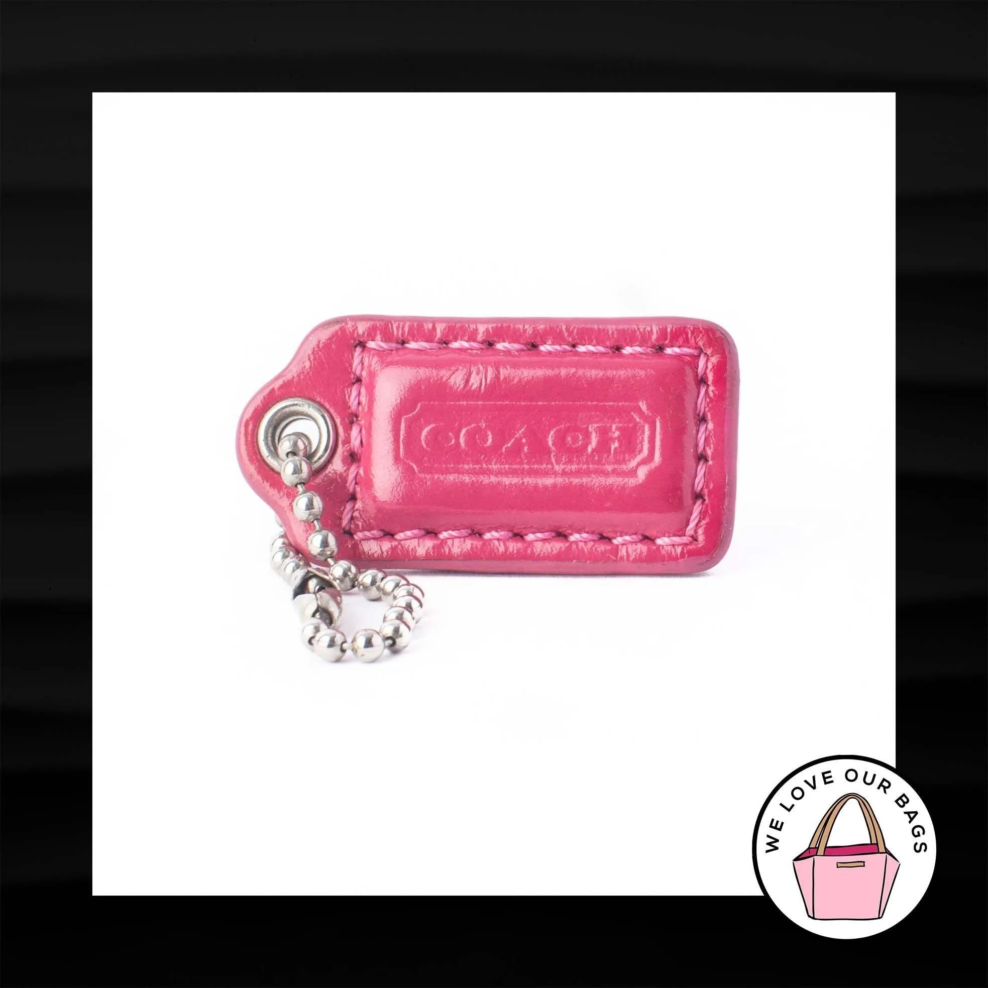 1.5" Small COACH PINK LEATHER KEY FOB CHARM KEYCHAIN HANG TAG WRISTLET