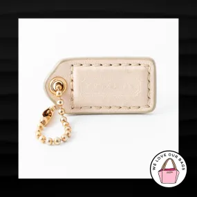 1.5" Small COACH TAN LEATHER BRASS KEY FOB CHARM KEYCHAIN HANG TAG WRISTLET