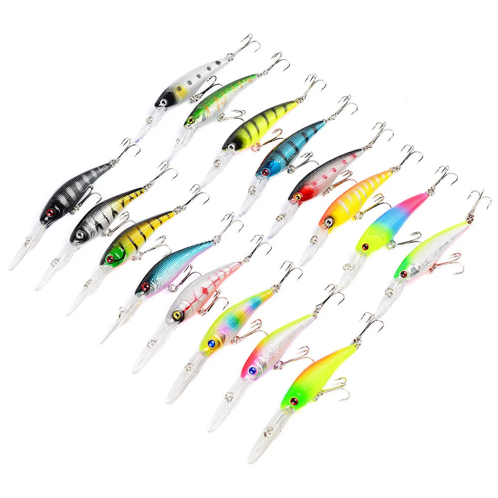 16PC Fishing Lure Set Mixed Minnow Fishing Lure Set from China with OPP Bag and Paper Box Packaging