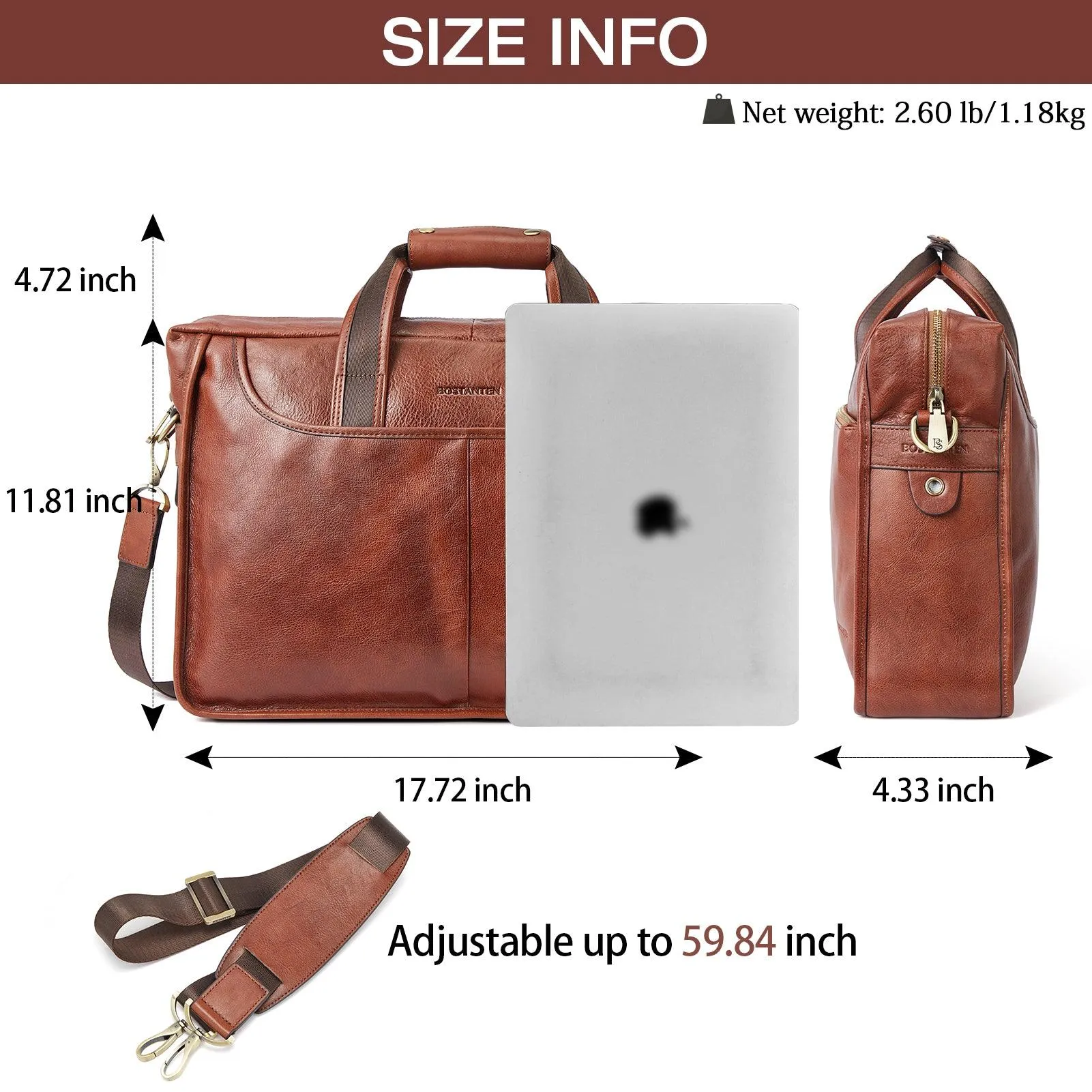 17 inch Men's Briefcase Messenger Bag — Business Lawyer