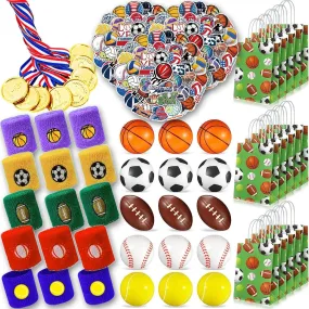 210 Pcs Sports Party Favors for Kids with Golden Winner Awards Medals