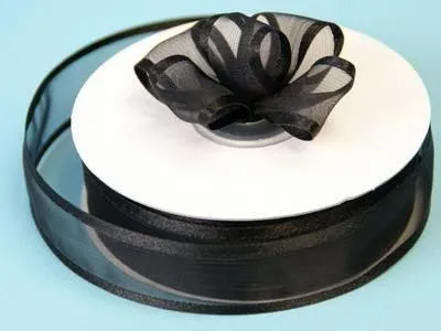 25 Yard 7/8" DIY Black Organza Ribbon With Satin Edges For Craft Dress Wedding