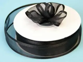 25 Yard 7/8" DIY Black Organza Ribbon With Satin Edges For Craft Dress Wedding