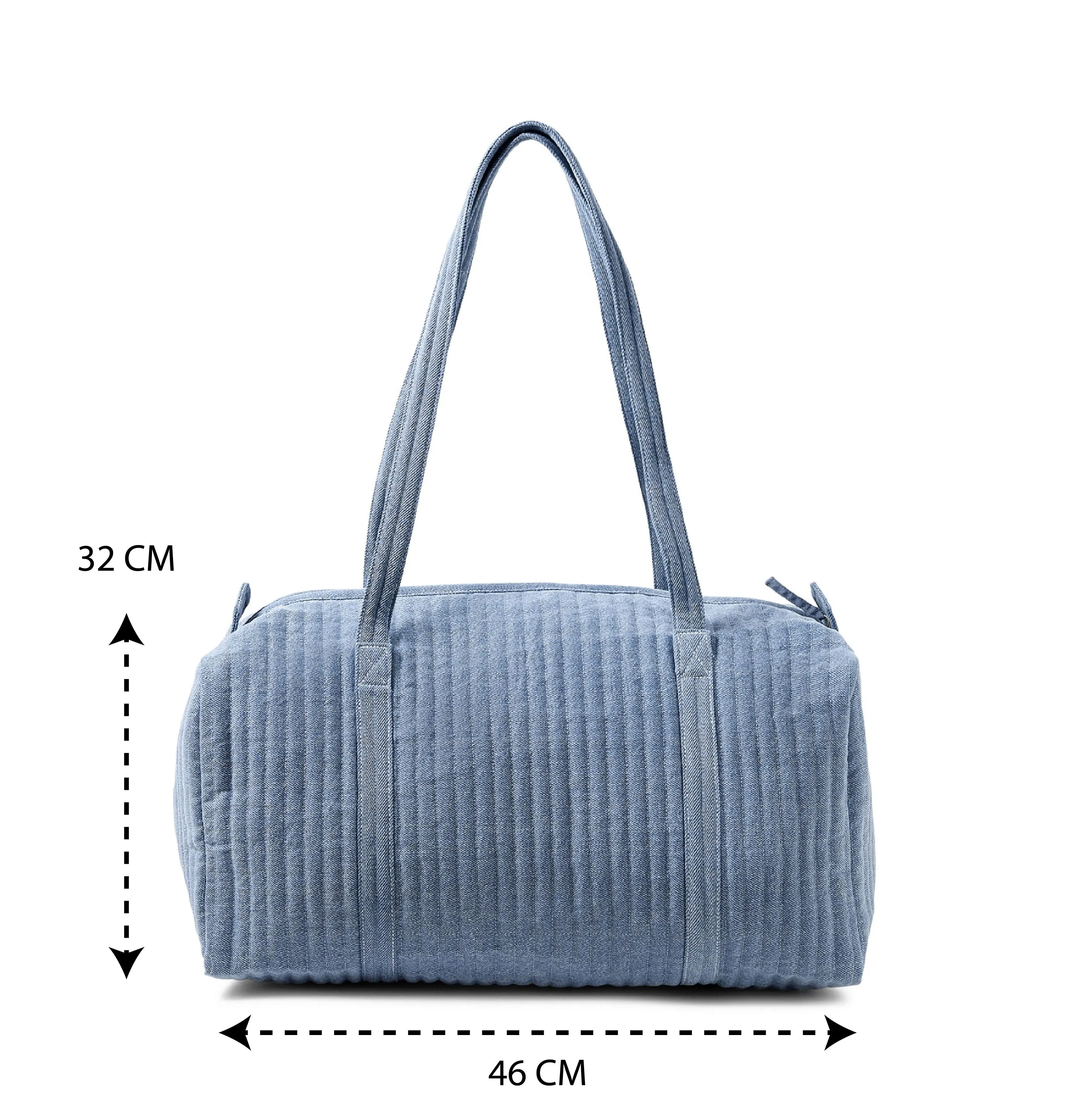 Accessorize London women's Blue Denim Weekender Travel bag