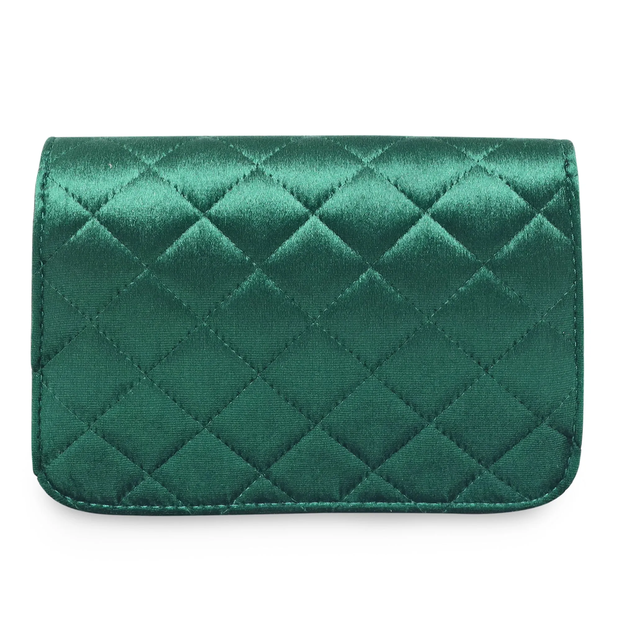 Accessorize London Women's Erin Quilted Velvet Green Sling Bag