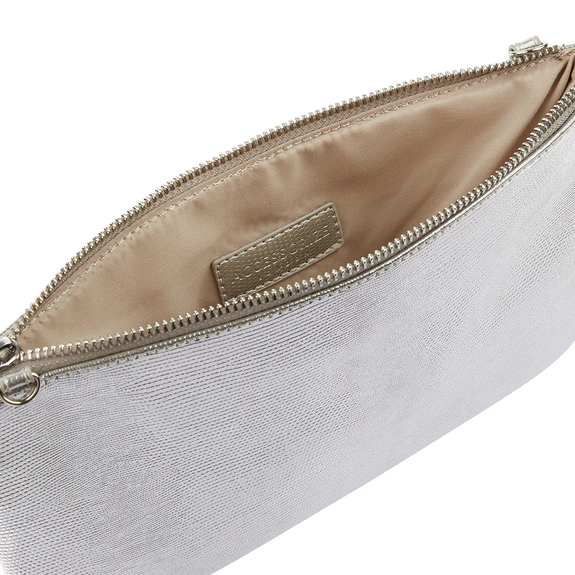 Accessorize London Women's Zip Clutch Bag Silver