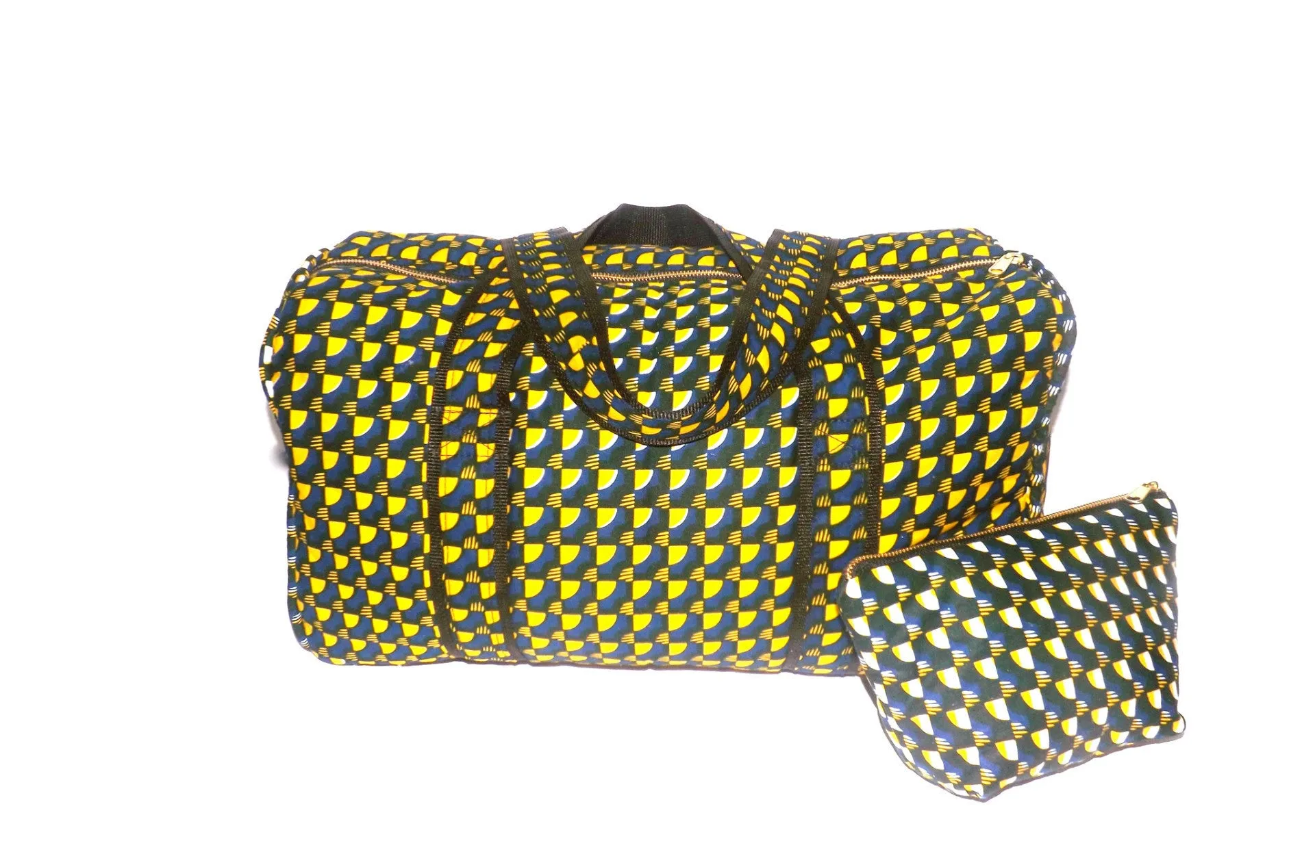 African Print Duffel and Cosmetic Bag Set