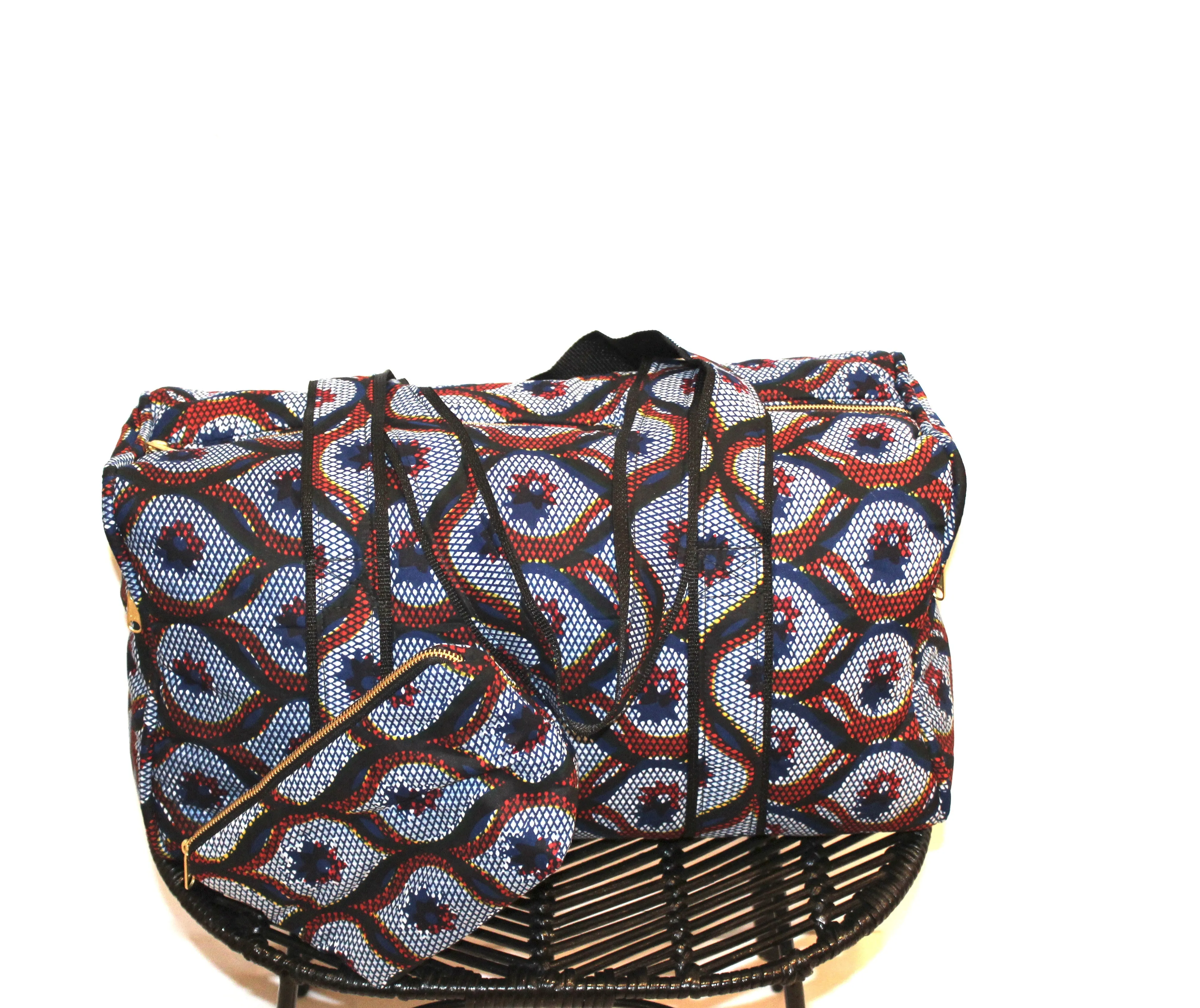 African Print Duffel and Cosmetic Bag Set