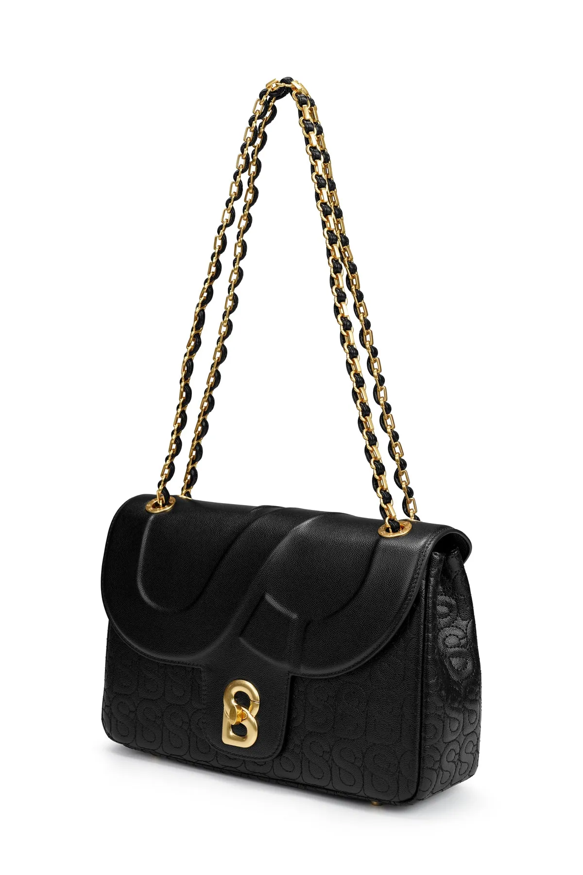 Aluna Leather Flap Bag Large - Black