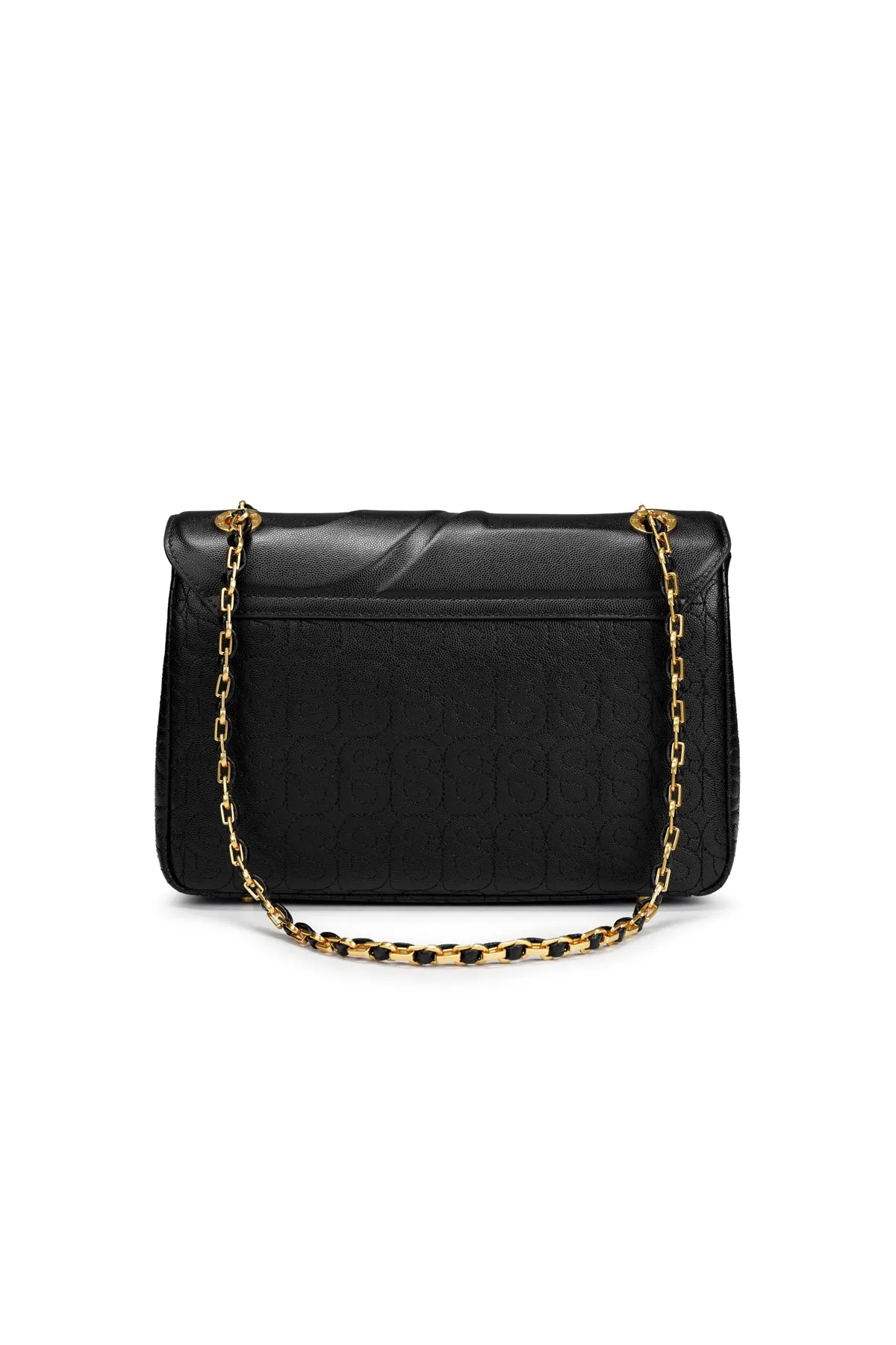 Aluna Leather Flap Bag Large - Black