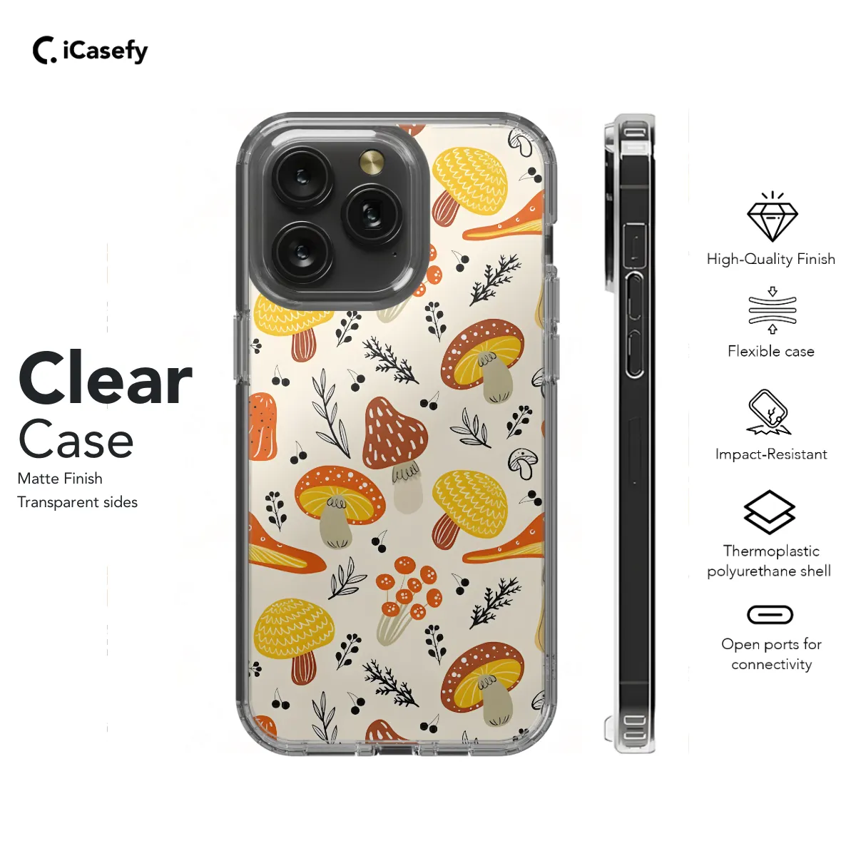 Autumn Hand Drawn Mushrooms Phone Case iPhone Samsung Cover Pixel 1146