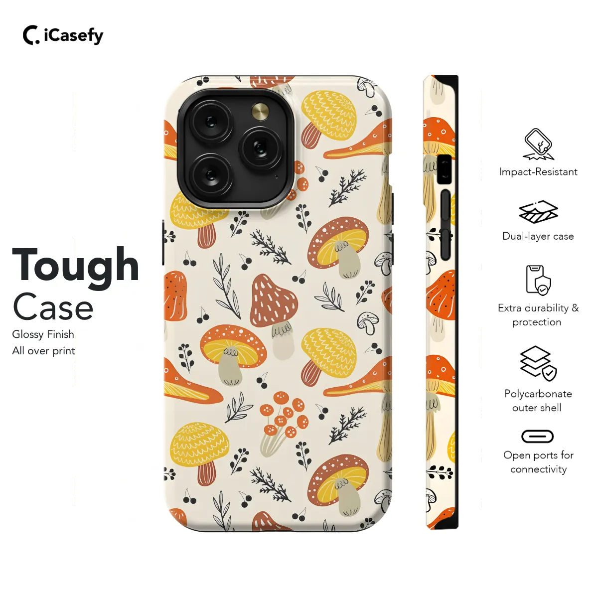 Autumn Hand Drawn Mushrooms Phone Case iPhone Samsung Cover Pixel 1146