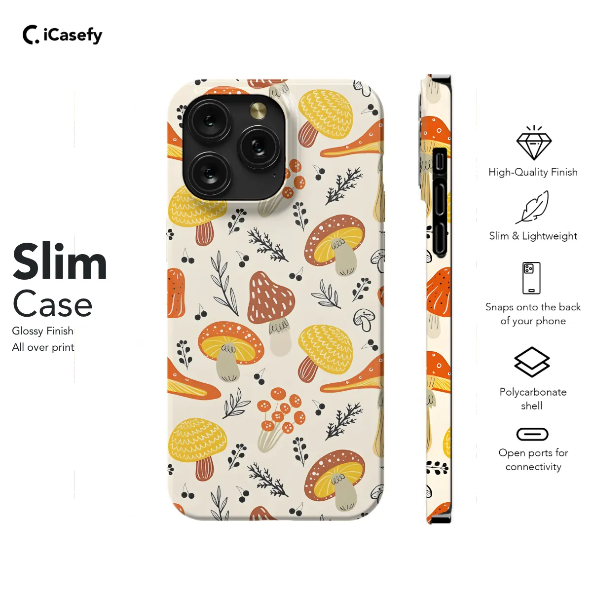 Autumn Hand Drawn Mushrooms Phone Case iPhone Samsung Cover Pixel 1146