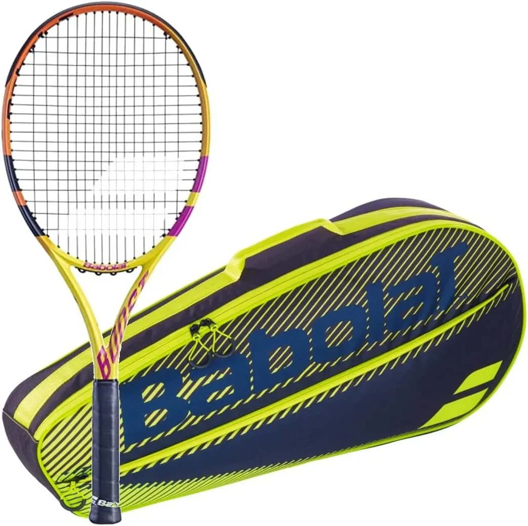 Babolat Boost Aero Rafa Strung Tennis Racquet Bundled with an RH3 Club Essential Tennis Bag in Your Choice of Color