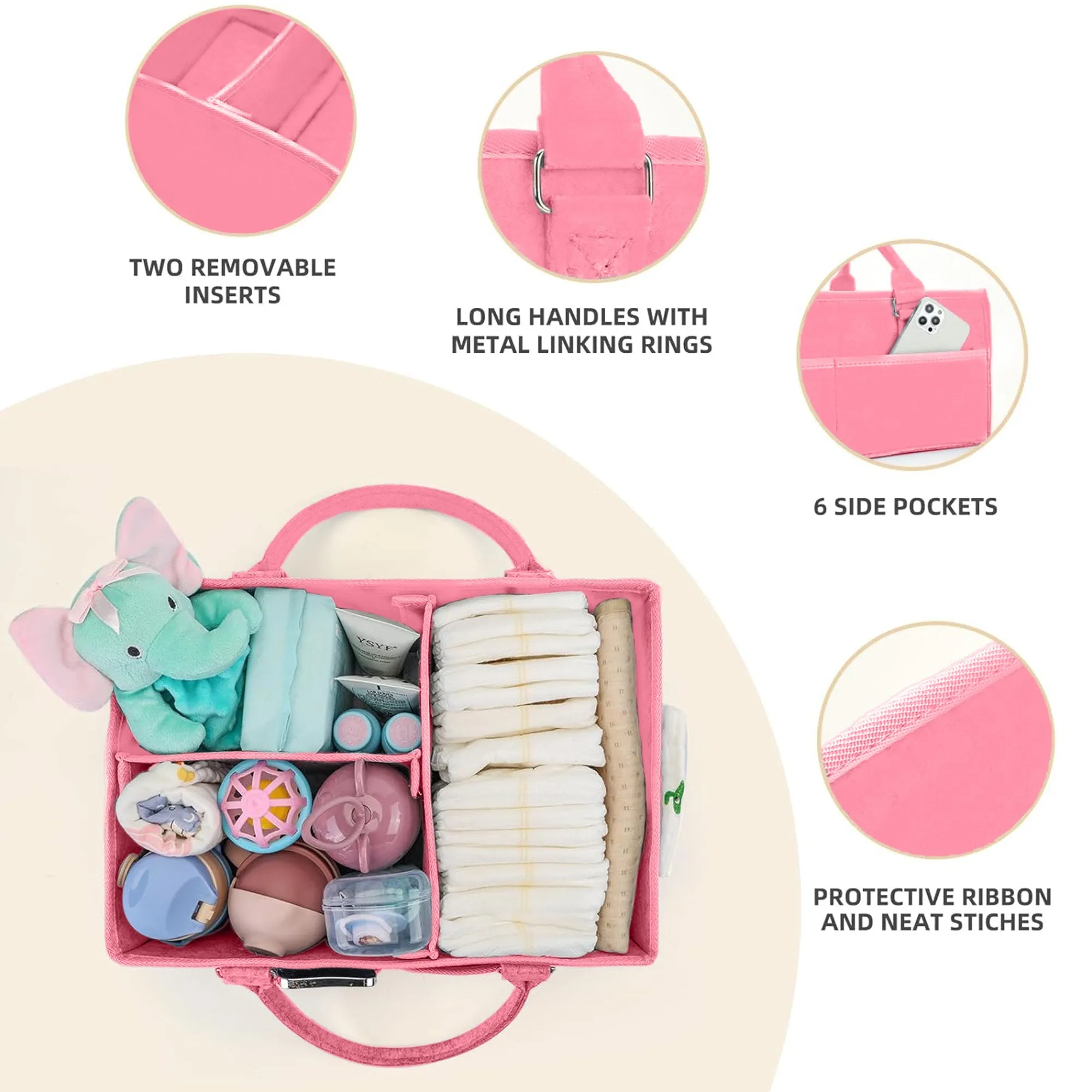 Babymoon Baby Products Caddy Diaper Organiser Bag | Multifunctional Travel Diaper Backpack Baby Wipes Felt Storage, Nursery, Foldable and Portable