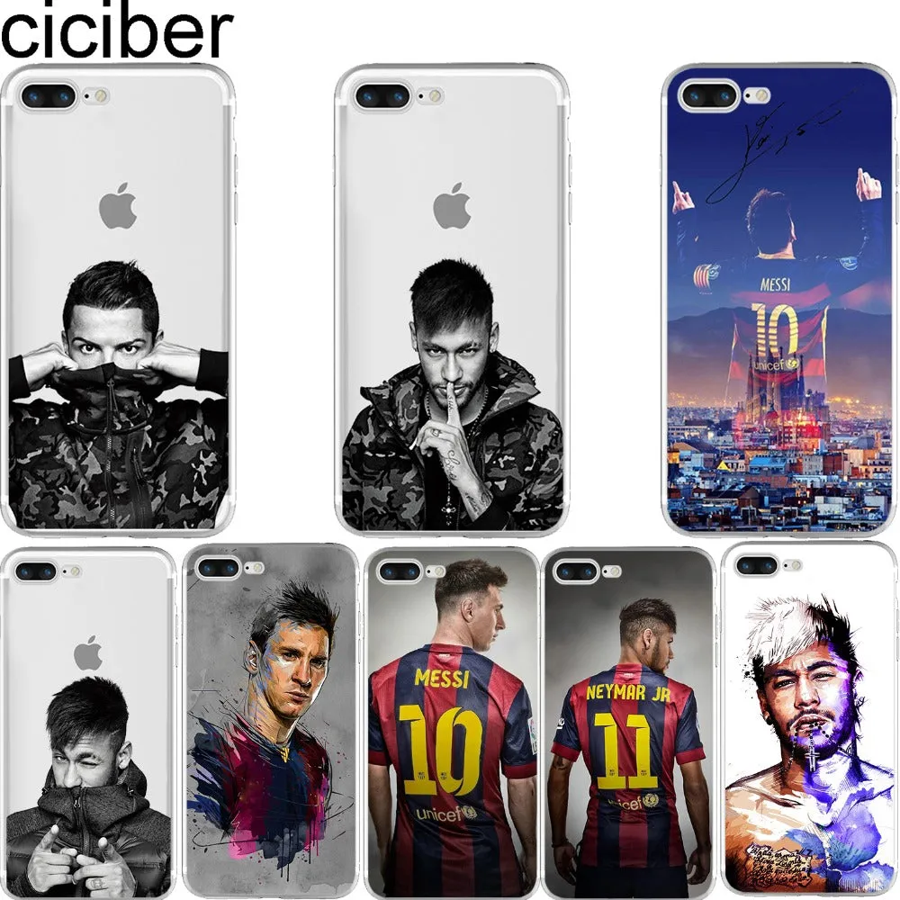 Barcelona 2017 Messi Neymar Ronaldo Transparent Clear soft silicon TPU case cover For Apple iphone 7 7 plus 5S SE 6 6S Fundas