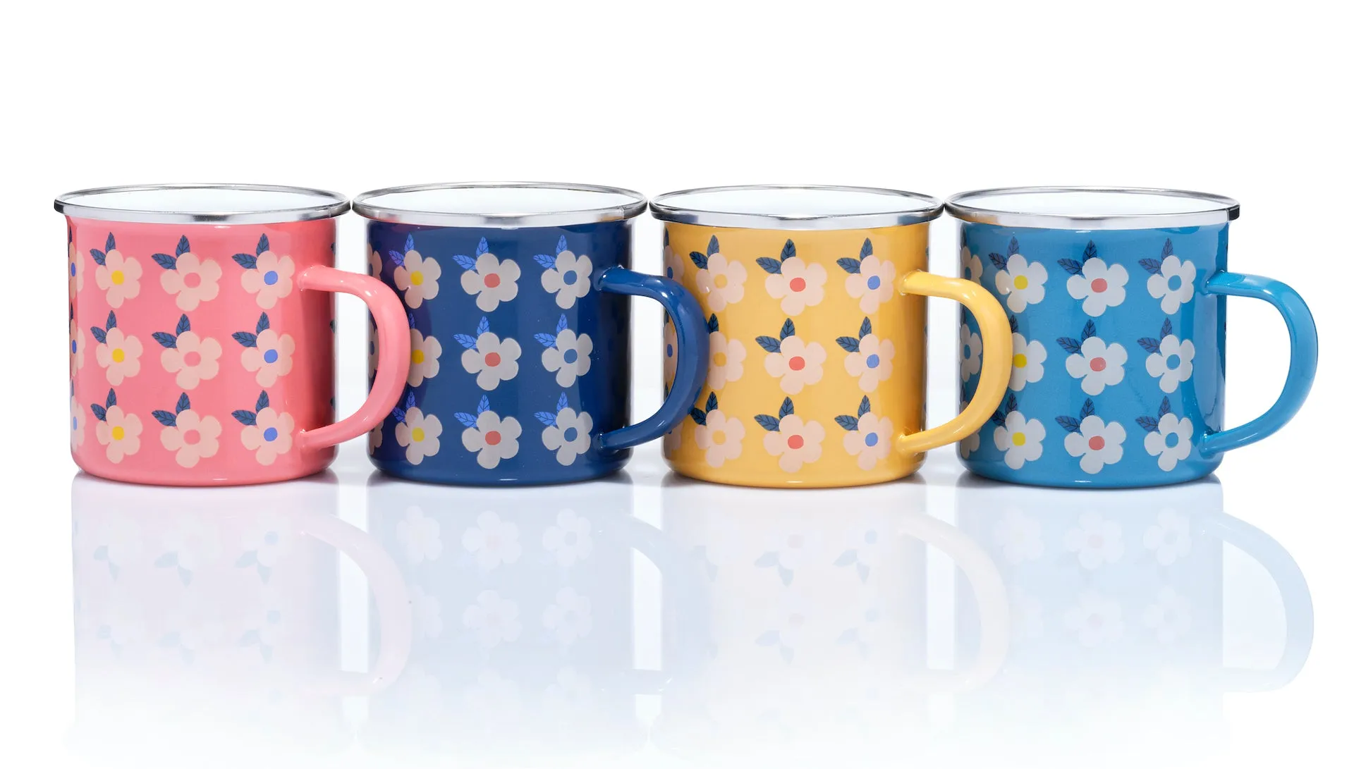 Beautiful Set of Colourful Enamel Mugs - Enamelhappy