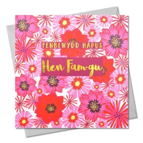 Birthday card 'Pen-blwydd Hapus Hen Fam-gu' great grandma foil