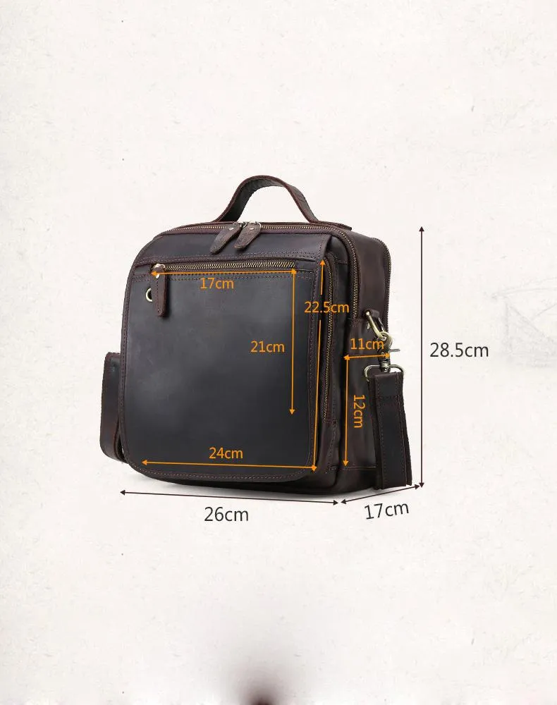 Black Coffee Fashion Leather Mens Vintage Small Handbag Messenger Bags Side Bag For Men