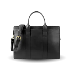 Black Double Gusset Zip-Top Briefcase