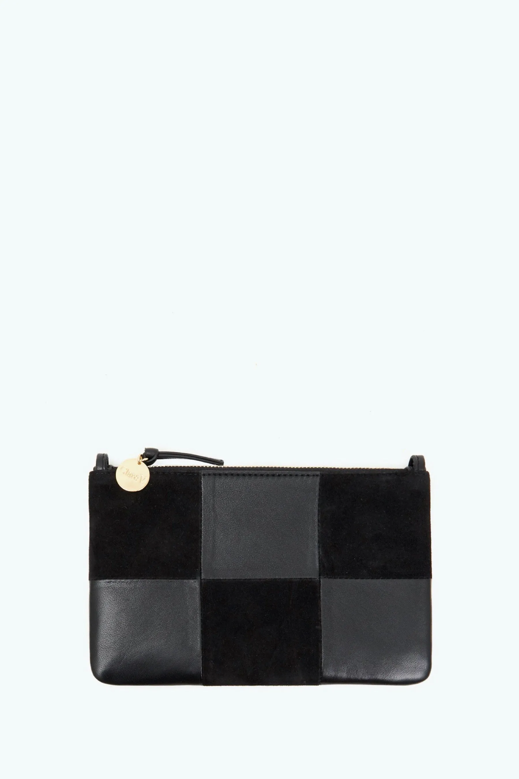 Black Suede & Nappa Patchwork Wallet Clutch