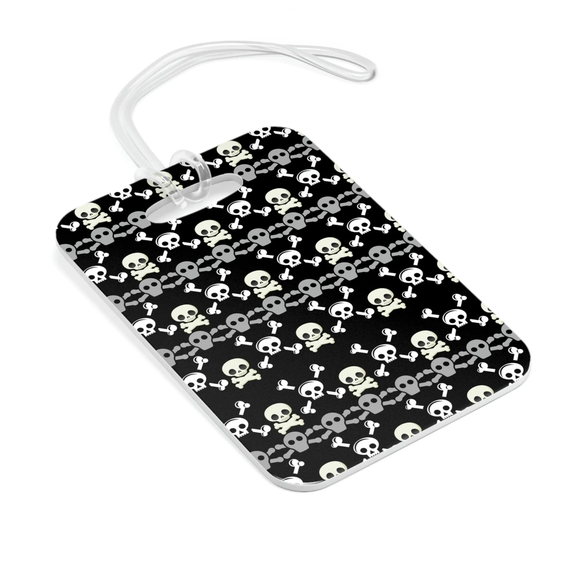 Black With White Skulls Bag Tag