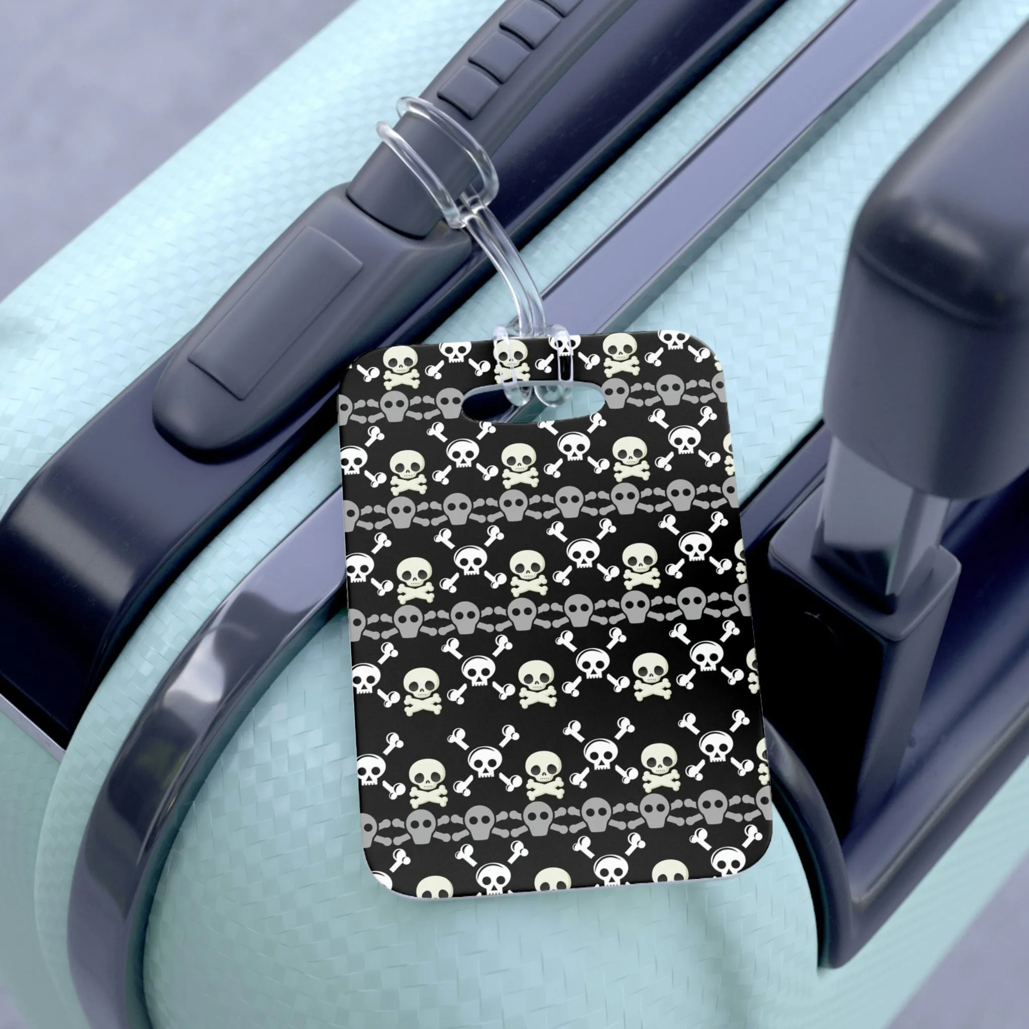 Black With White Skulls Bag Tag