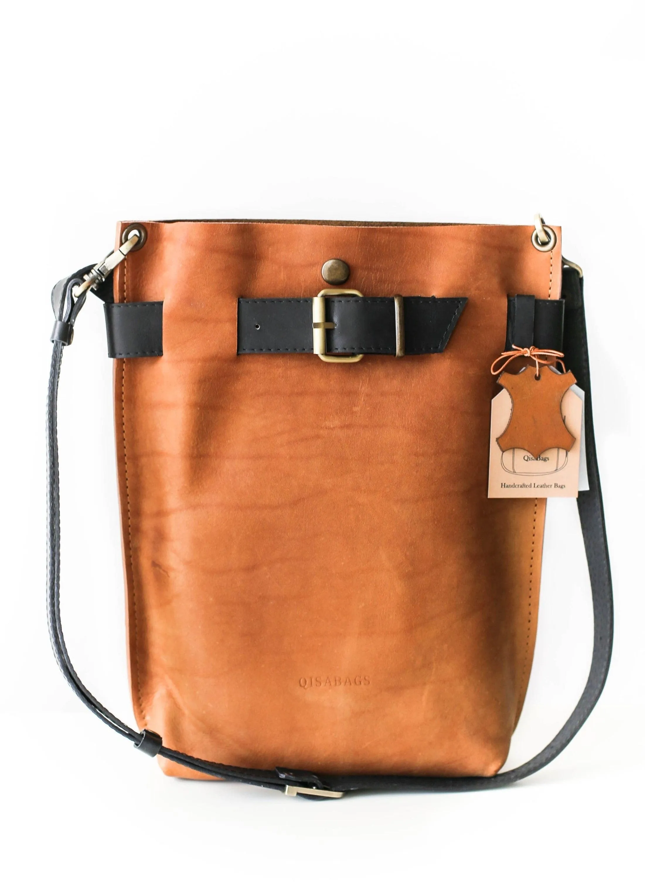 Brown with Black Leather Bag