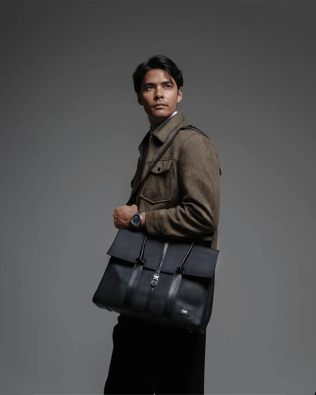 Bruno Briefcase - Black Pebble