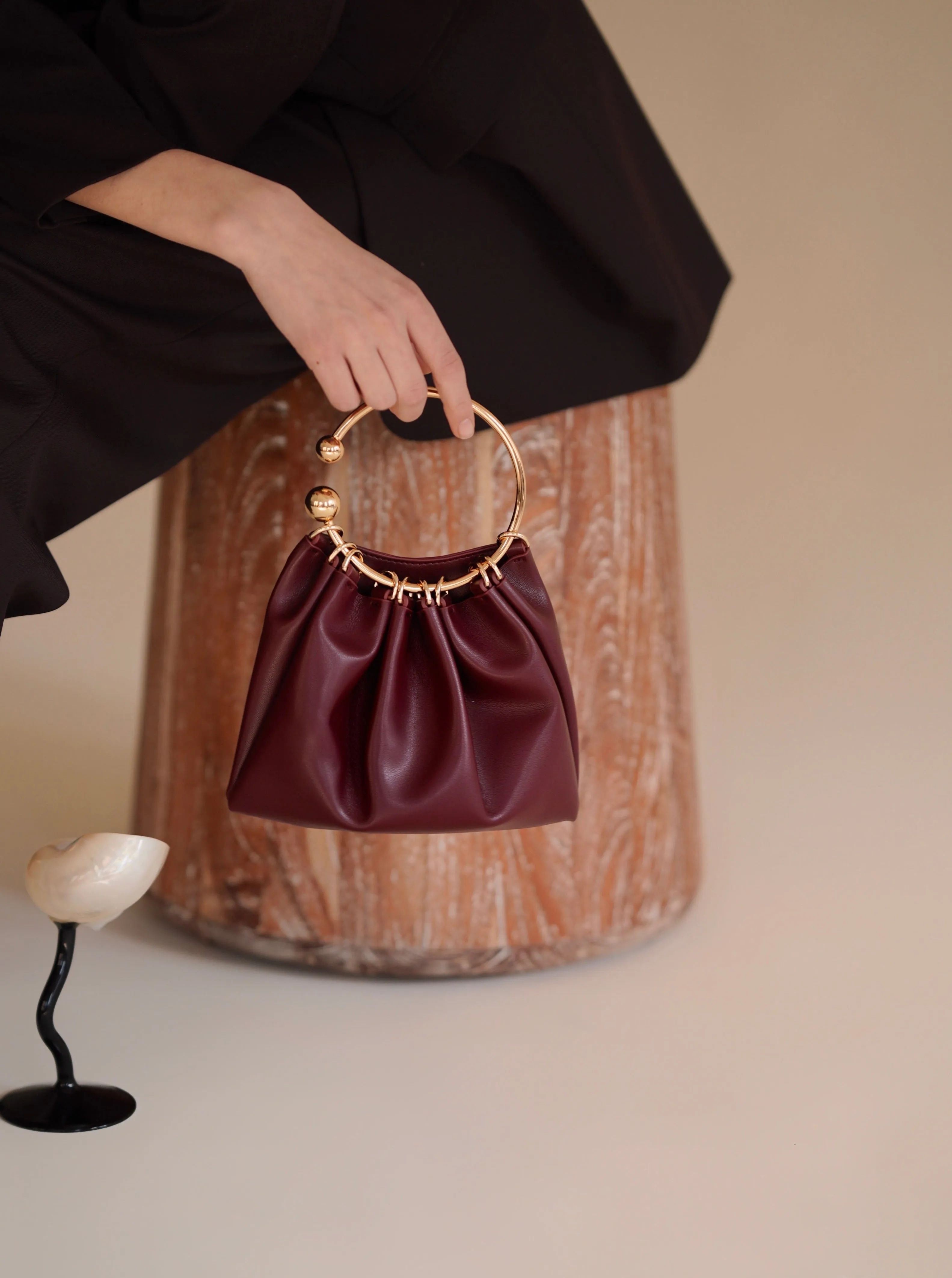 Burgundy Ring Handle Bag (Low Stock)