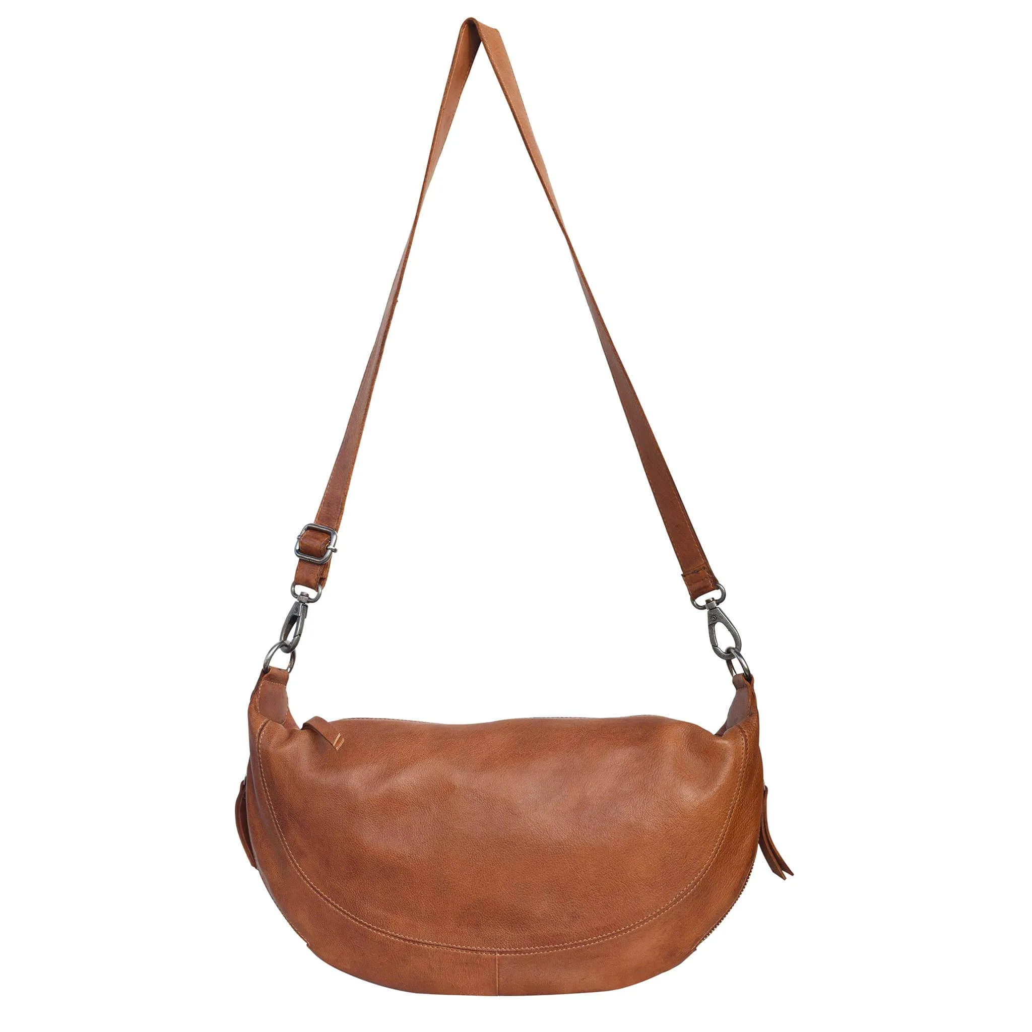 Callie Handcrafted Leather Sling/Crossbody Bags: Cognac