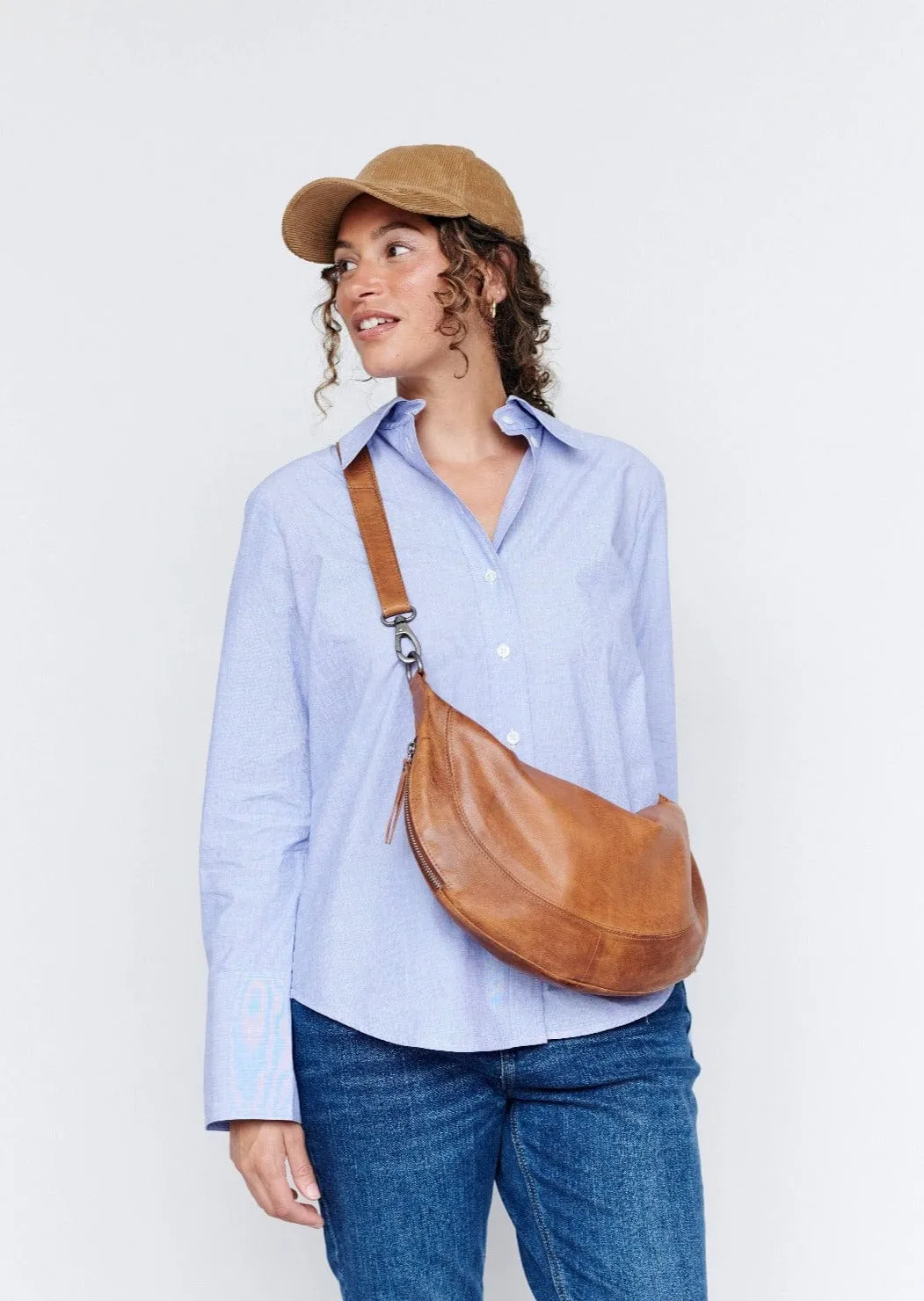 Callie Handcrafted Leather Sling/Crossbody Bags: Cognac