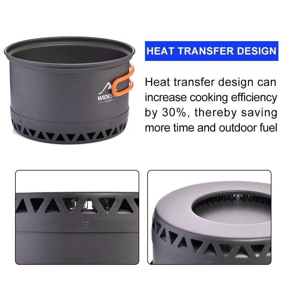 Camping Cookware 2.3L Set Pots Outdoor Cooking Heat Cooker Travel