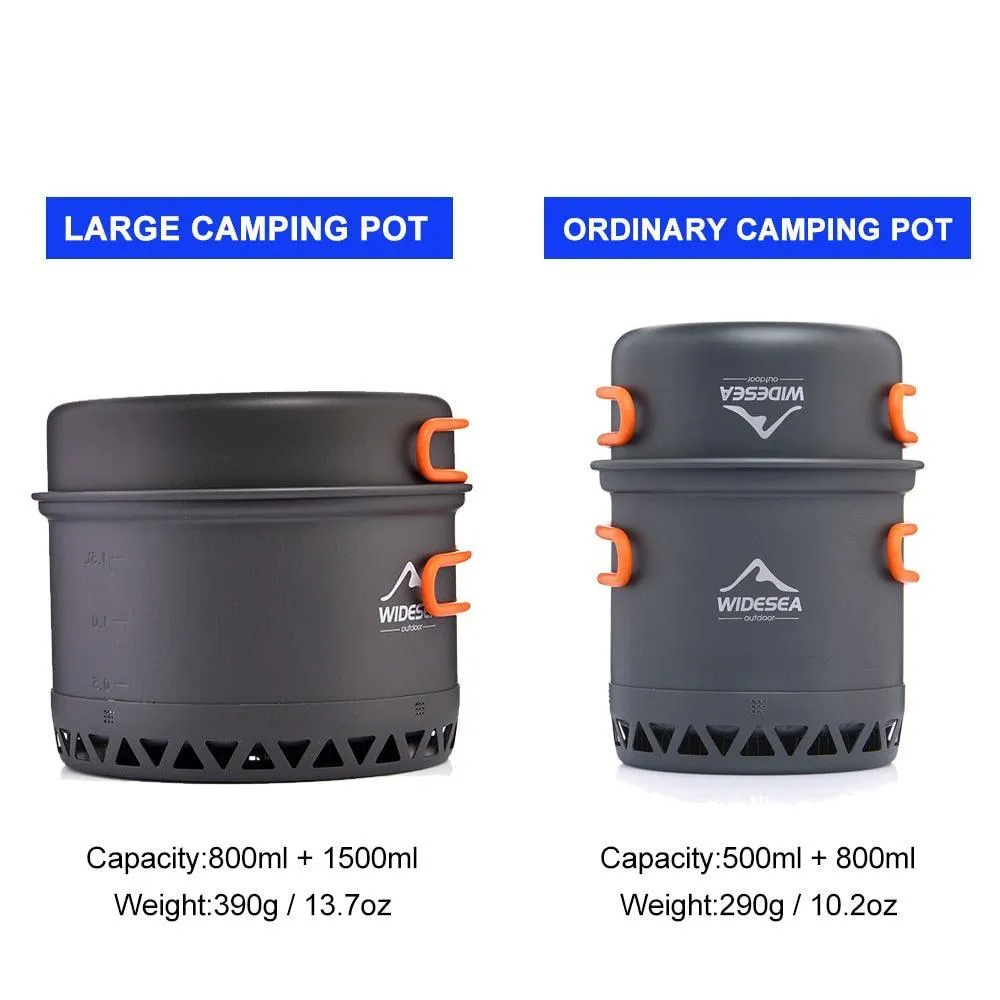 Camping Cookware 2.3L Set Pots Outdoor Cooking Heat Cooker Travel