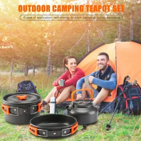 Camping Cookware Set Aluminum Nonstick Portable Outdoor Tableware Kettle Pot Cookset DS 308