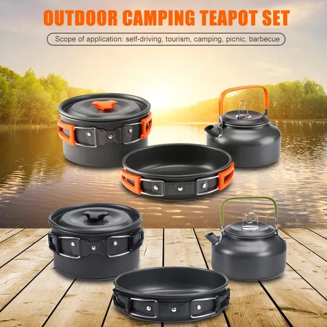 Camping Cookware Set Aluminum Nonstick Portable Outdoor Tableware Kettle Pot Cookset DS 308