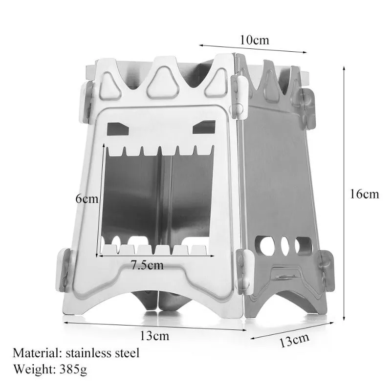 Camping Stove Stainless Steel Backpacking Stove Potable Wood Burning Stoves for Picnic BBQ Camp Hiking