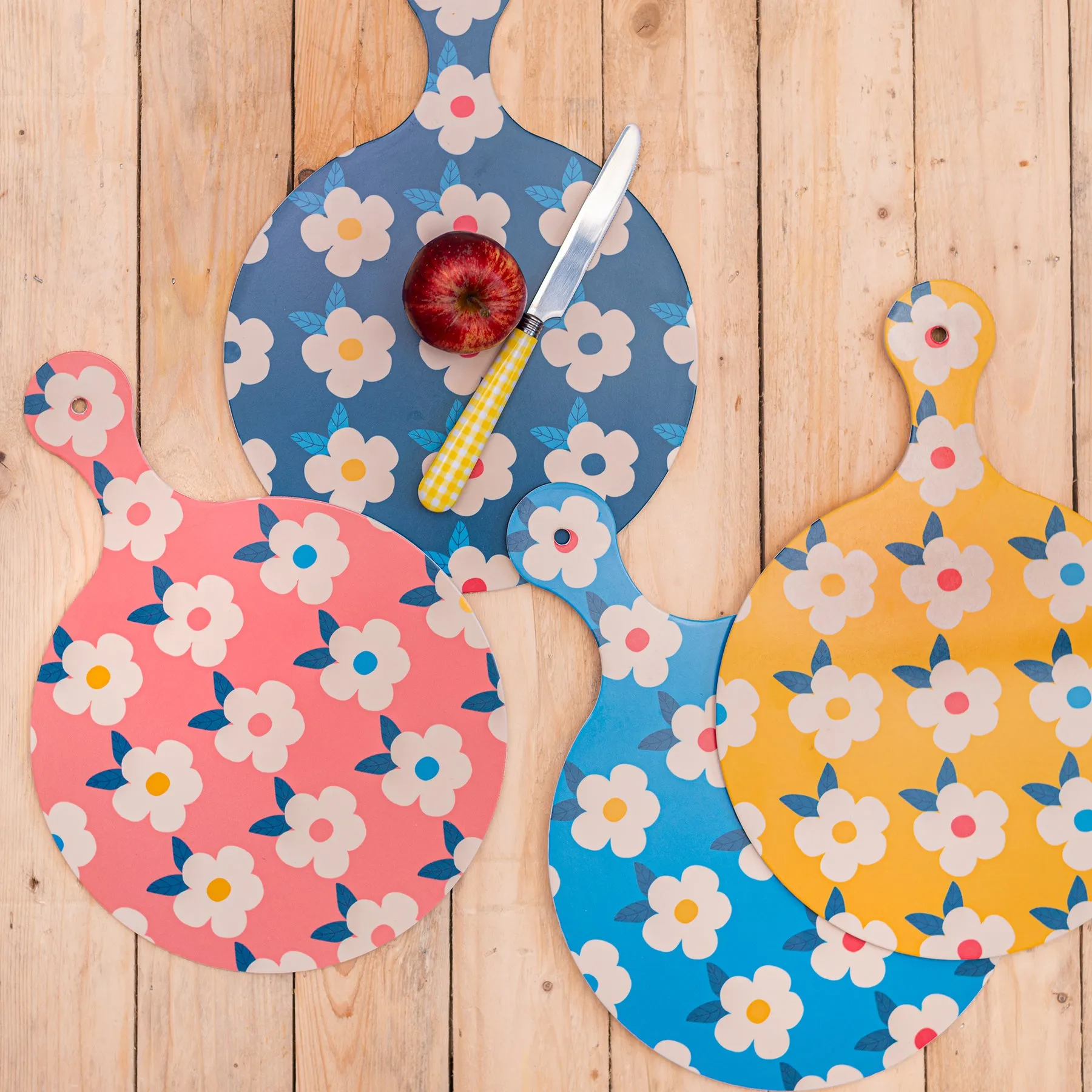 Chopping Board Navy Midnight Retro Floral - Enamelhappy