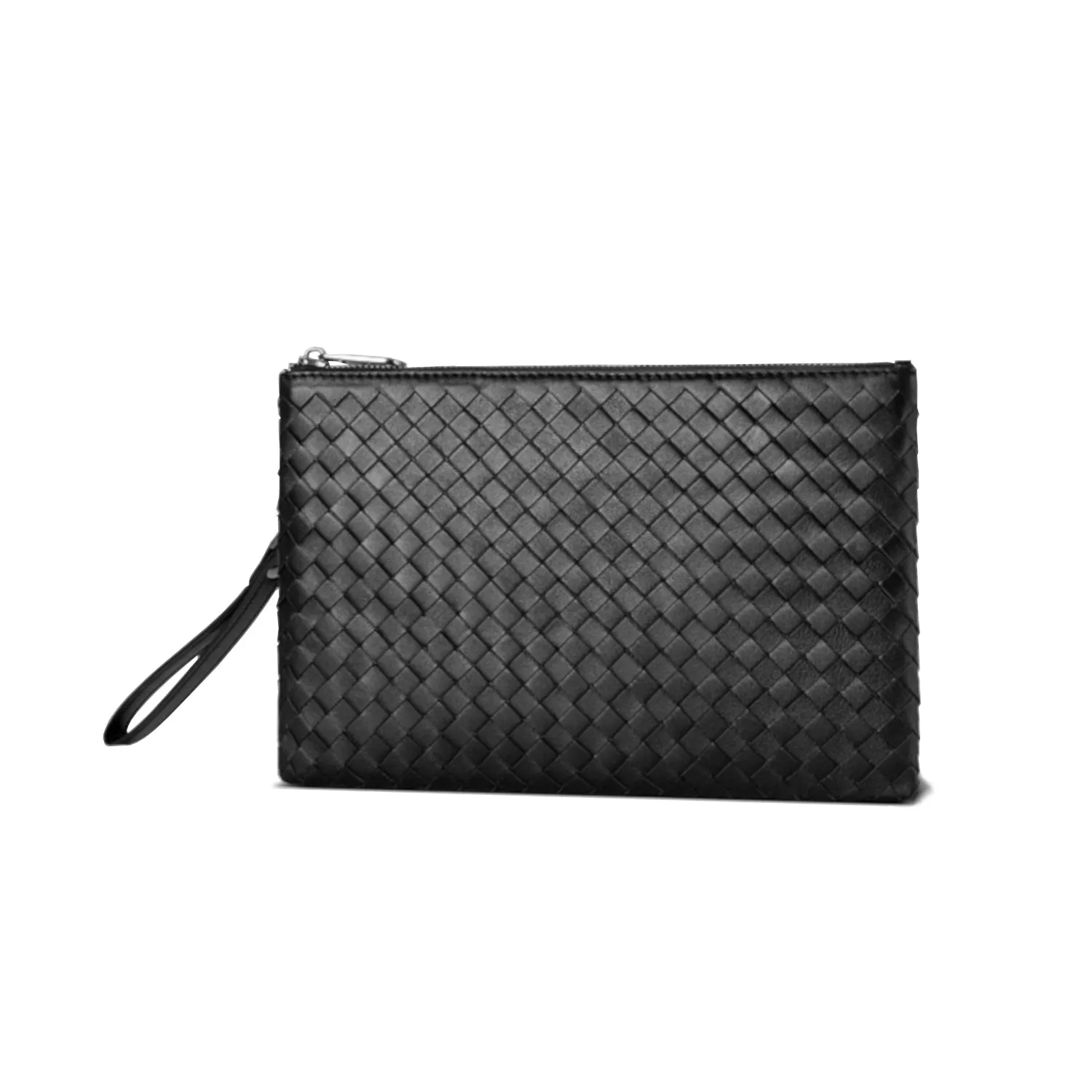 Clutch Bag Black Woven Sheepskin Leather Case - Fenris