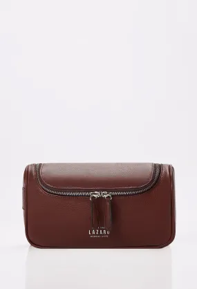 Coffee Leather Large Toiletry Bag