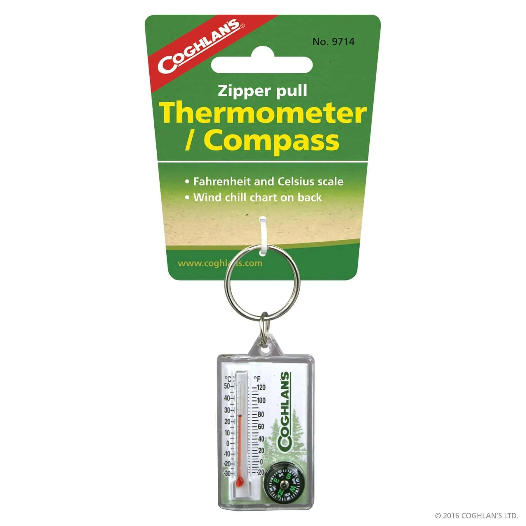 Coghlans Zipper Pull Thermometer/Compass