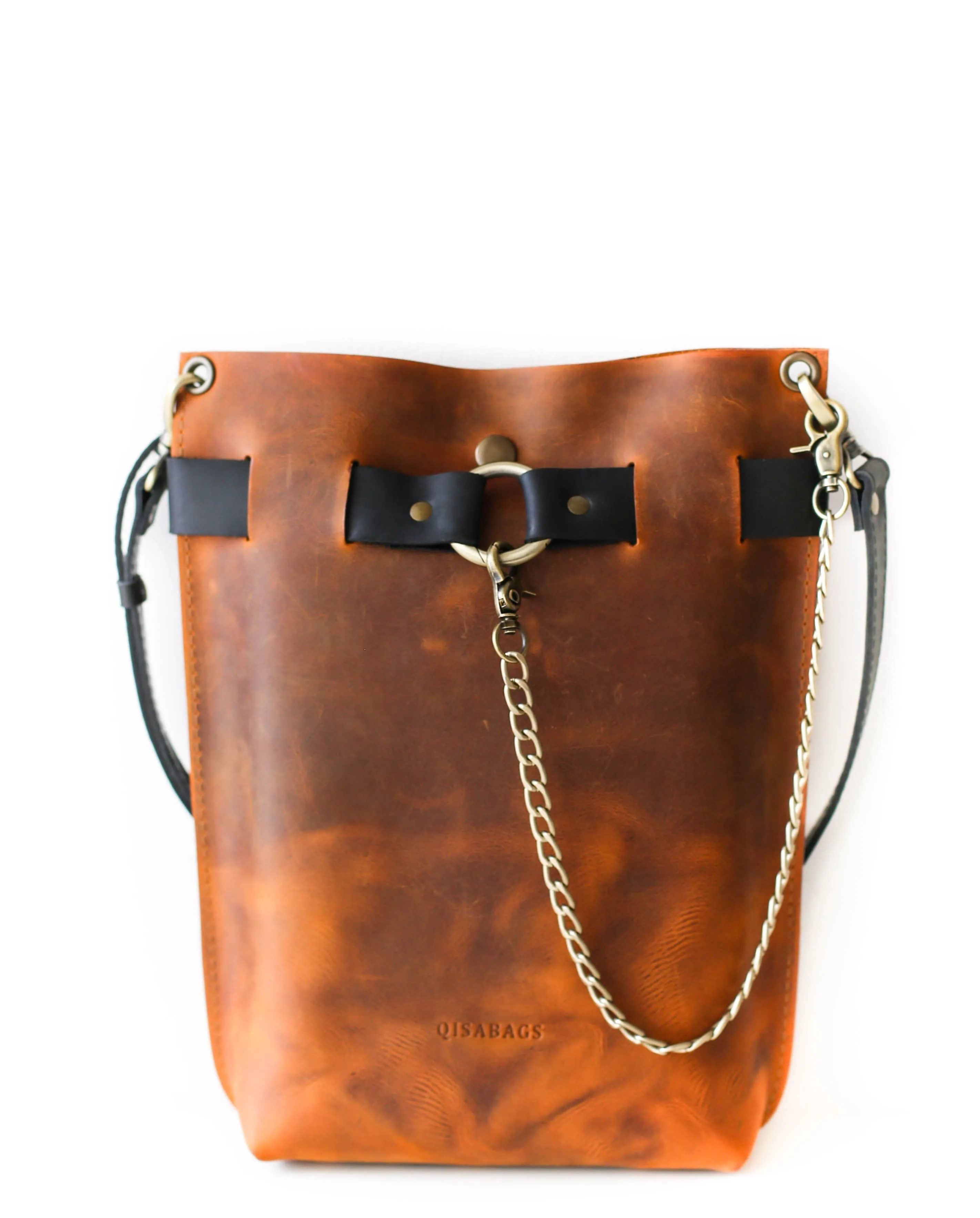 Cognac Brown w/Black Leather Bag - "Ring Belt Edition"