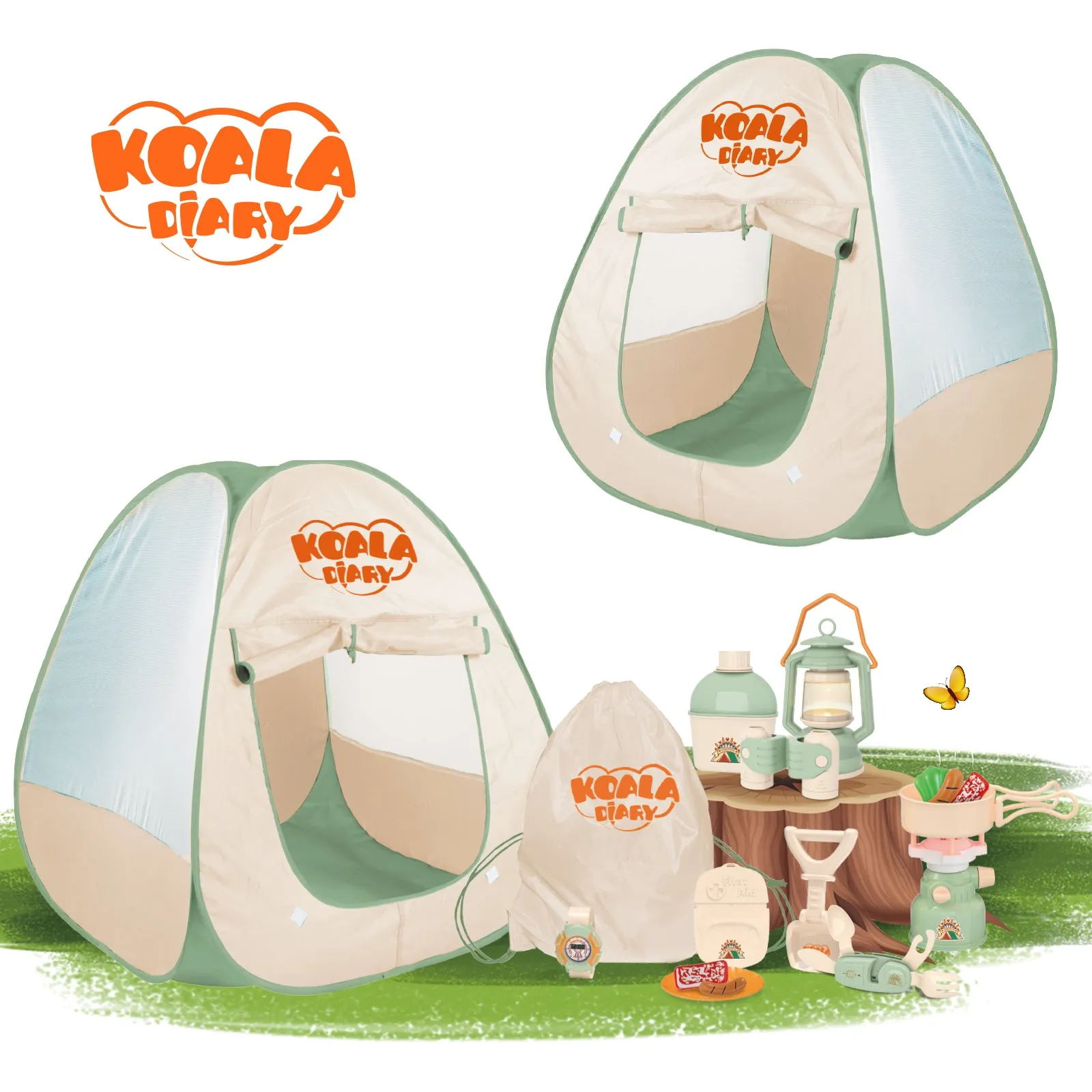 Contixo Kids Camping Set - Pretend Play Tent with Toy Campfire & Lantern