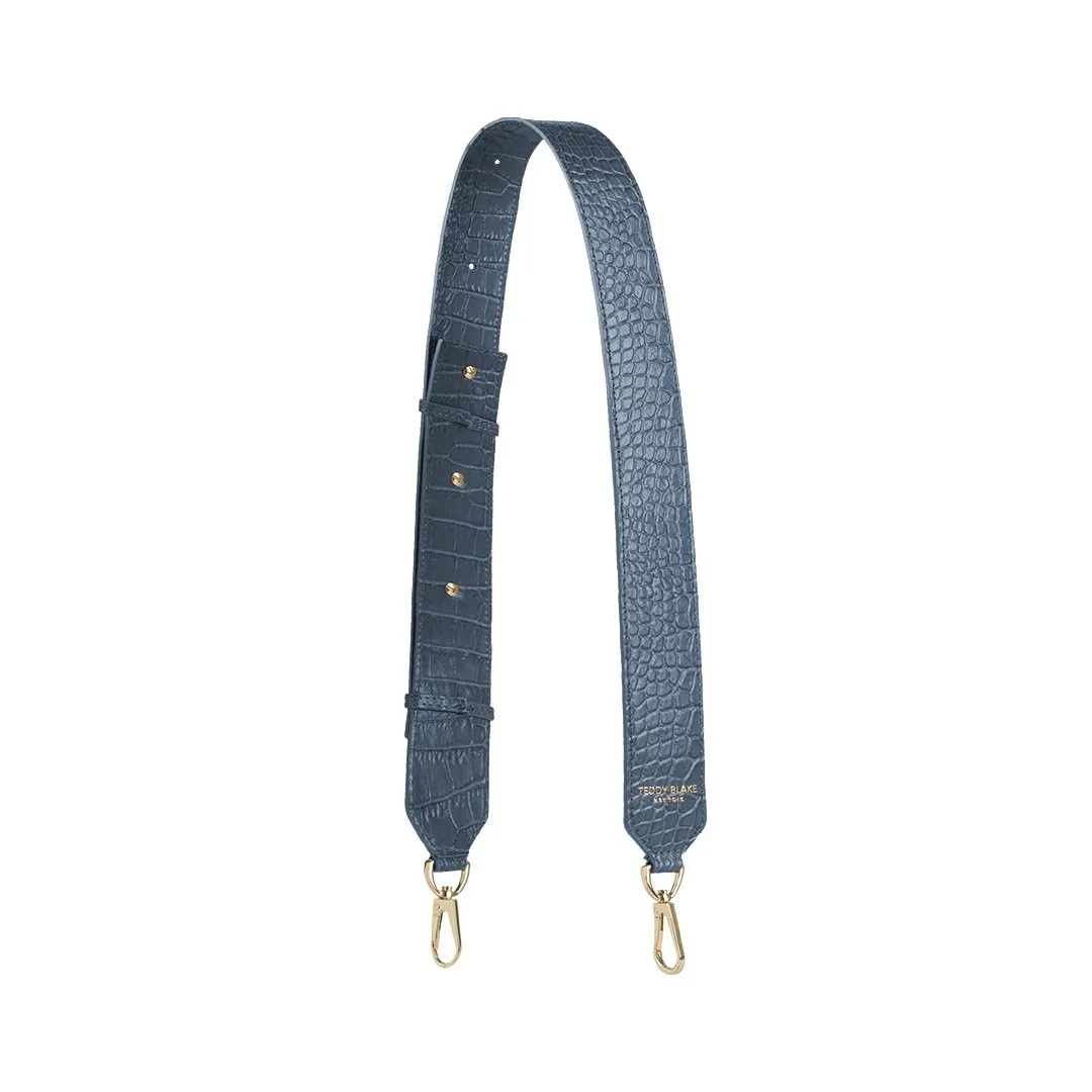 Croco Leather Wide Strap - Blue