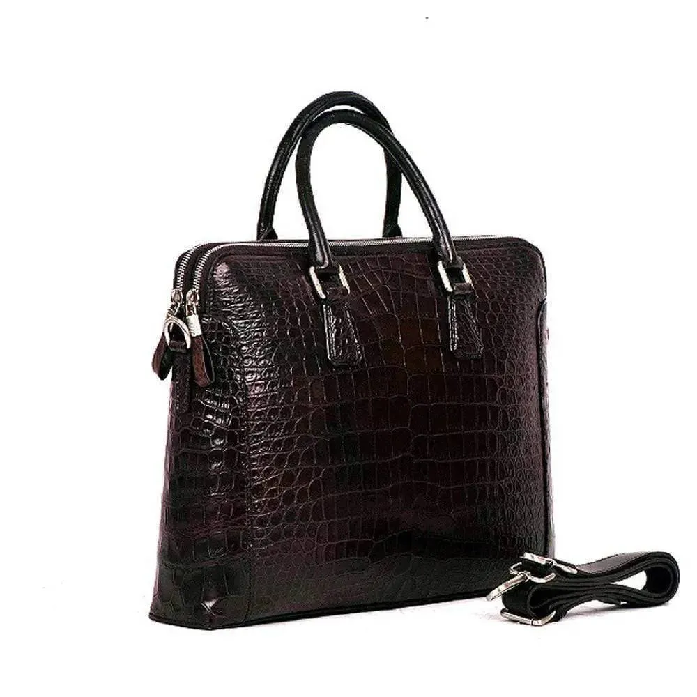 Crocodile Skin Leather Briefcase