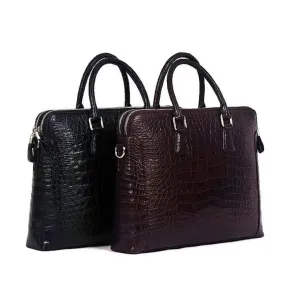 Crocodile Skin Leather Briefcase