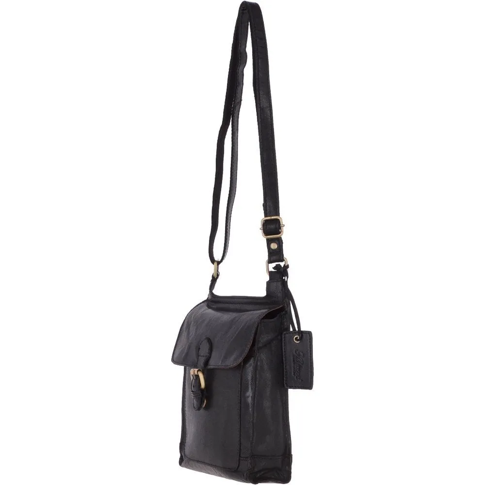 Cross Body Leather Shoulder Bag - Black