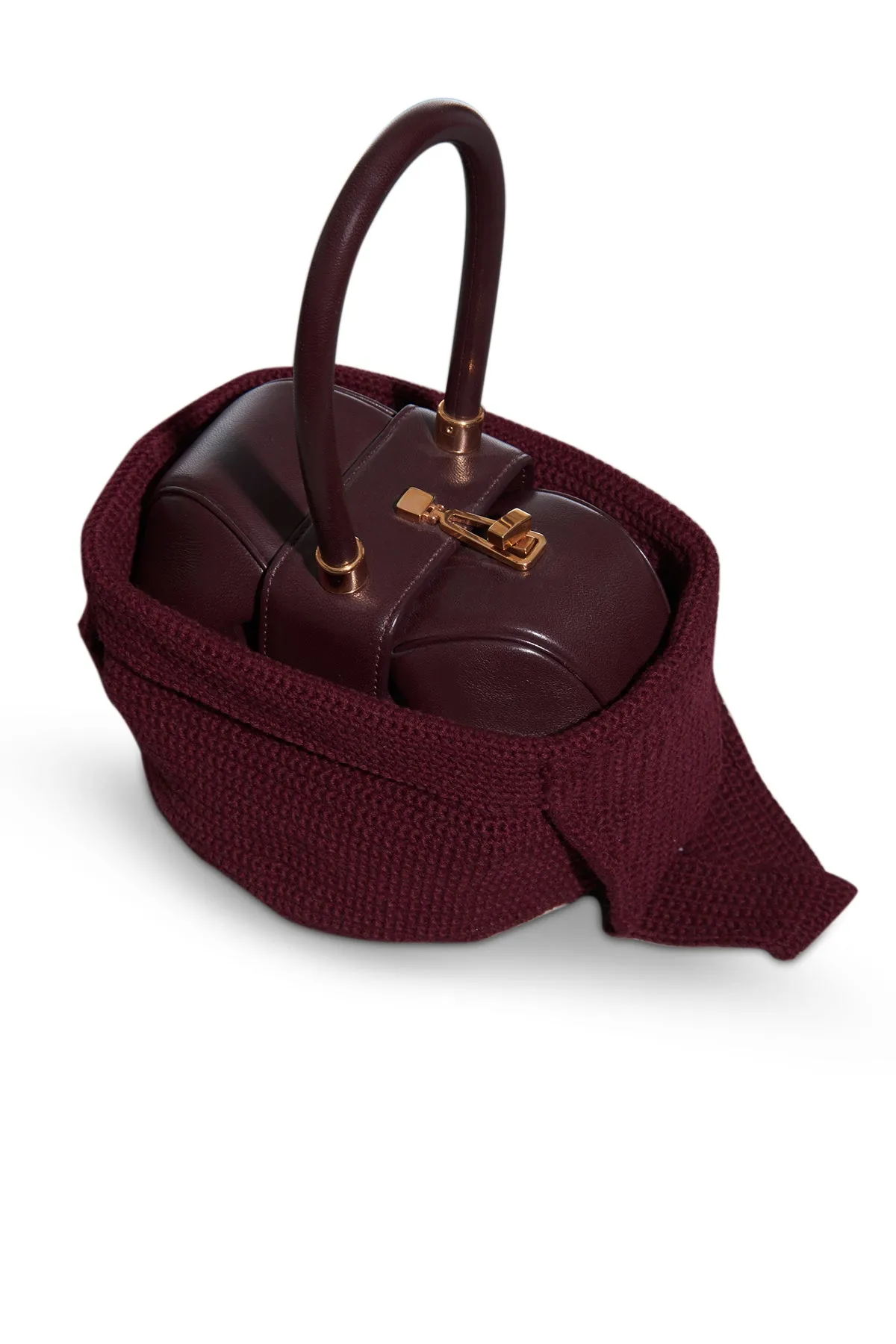 Crossover Knit Bag in Bordeaux Cashmere