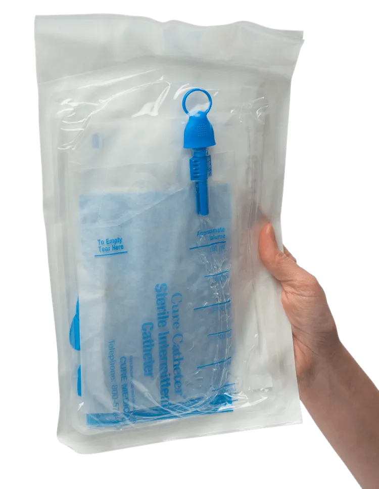 Cure Closed System Kit Coudé Tip Intermittent Urinary Catheter 1500 mL